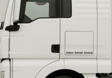 „Fahrer spricht Deutsch“ Aufkleber in altdeutscher Schrift – humorvoller Sprüche-Sticker für Auto, Motorrad oder Helm, wetterfest und UV-beständig